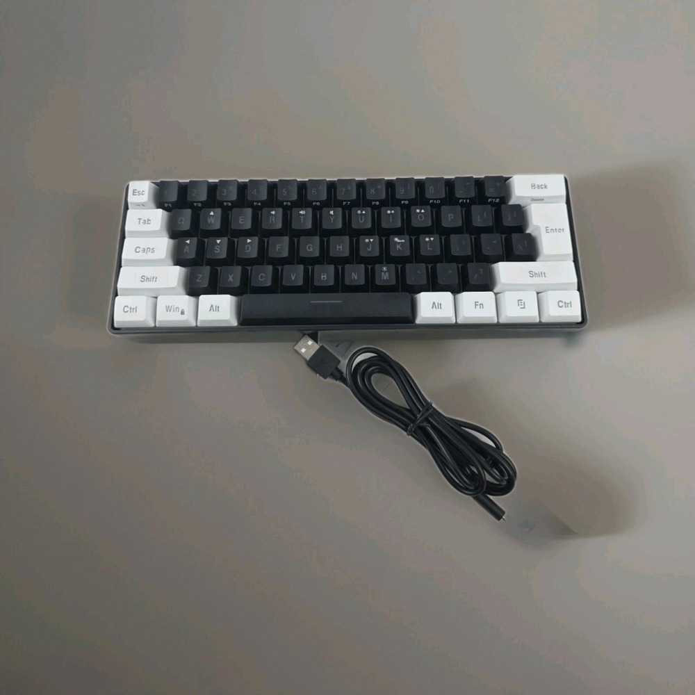 Mini RGB G61 Gaming Keyboard 61 Keys LED Backlit Ergonomic Wired Black